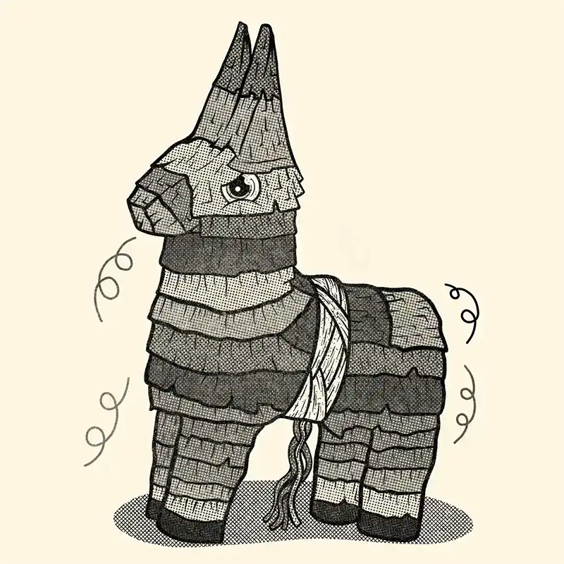 Illustration of a bandaged piñata