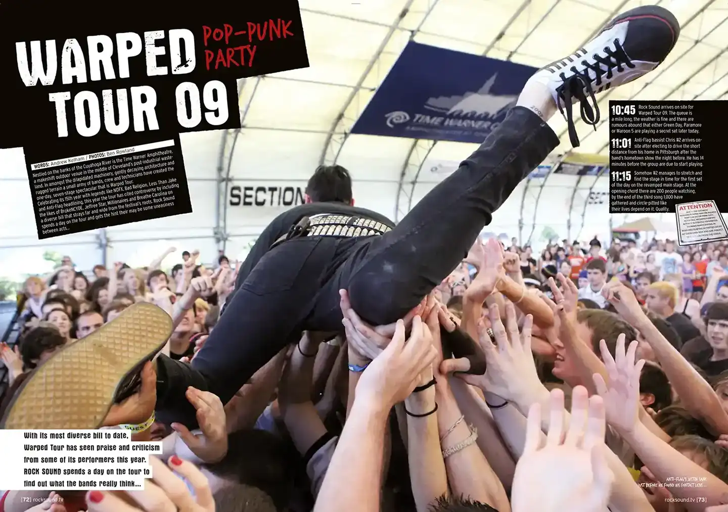 Rock Sound Magazine - Vans Warped Tour Article Double Page Spread